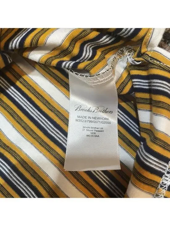 Brooks Brothers Polo Shirt Regent Mens Small Yellow Striped Button Down - Picture 3 of 7
